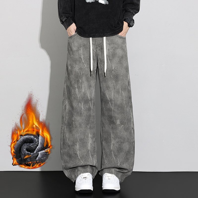 Streetwear Brand Clothing - Męskie luźne spodnie bawełniane 2026, modna