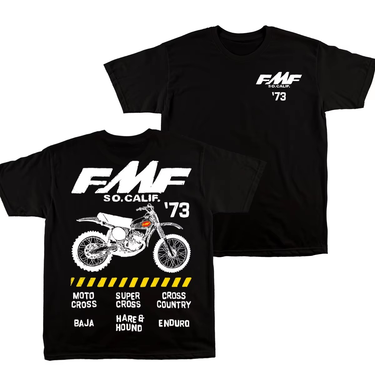 Streetwear Brand Vintage - Czarna koszulka z grafiką motocykla FMF